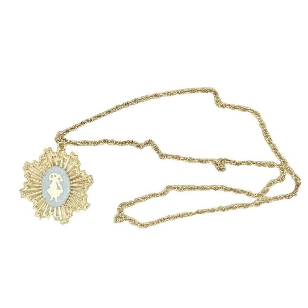 Vintage Statement Glam Victorian Style Cameo Long Chain Statement Pendant Neckla